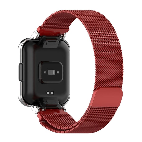 Metallista valmistettu ranneke kellokehyksellä Xiaomi Redmi Watch 2 Lite -älykelloon Red