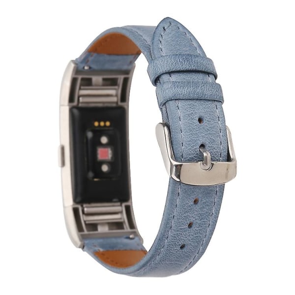 Til Fitbit Charge 2 Fresh Style læderurrem Blue