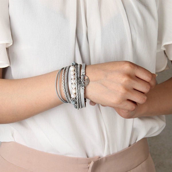 Läderarmband för kvinnor Fantastiska pärlor