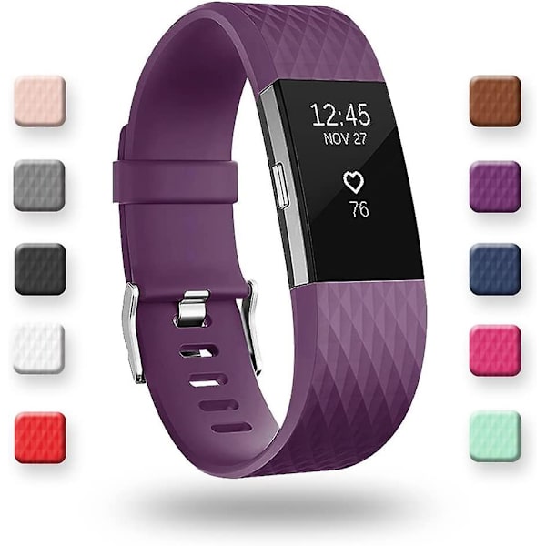 Udskiftningsbånd, der er kompatible med Fitbit Charge 2, Classic & Special Edition justerbare sportsarmbånd plum Large