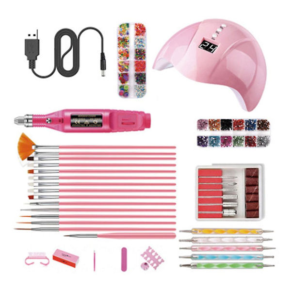 Bärbar USB elektrisk set Polish Pen File Kit, 36w Pink