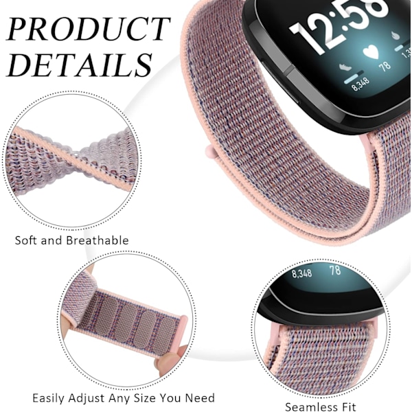 2 Remme til Fitbit Versa 3 - Bløde Justerbare Udskiftningsarmbånd
