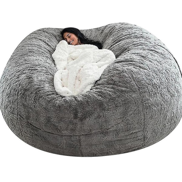 Lazy Sofa Bean Bag Kunstig Pels Bean Bag Bean Sofa Light grey 150cm*75cm