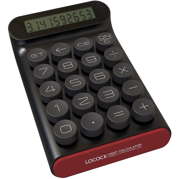 Mekanisk switch-beregner, håndholdt til dagligt og grundlæggende kontor, 10-cifret stort lcd-display (pink)