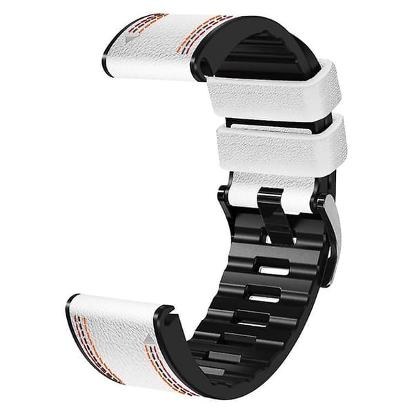 Til Garmin Fenix ​​7x Tricolor Stitching Silikone Læder Urbånd White