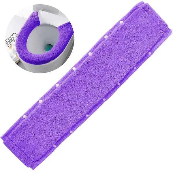 Toalettsetetrekk, med trykknapper, fast, elastisk, vaskbar fiberduk Purple