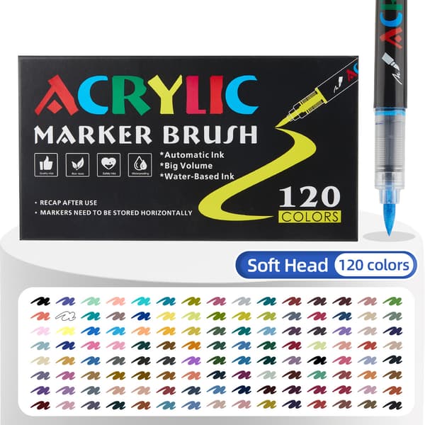 Tuscher, tegne pen til studerende, Akryl Paint Pens med blød spids (120 stk.)