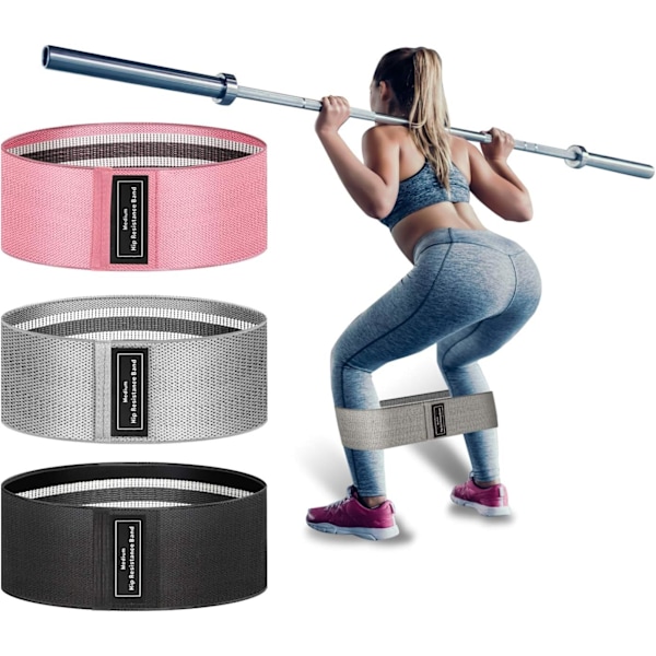 Ben & Rumpa Band för Kvinnor Tyg Träning för Kvinnor Rumpa och Ben Övning 3 Set för Knäböj Glute Hip Träning Rumpa Band rosa, grå, svart
