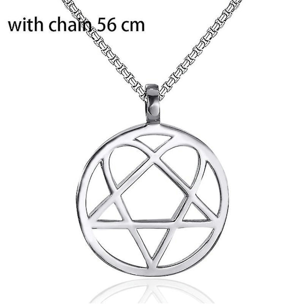Heartagram Star Heart Him Mens Womens Stainless Steel Pendant Necklace Vintage Jewelry Style 1- chain 56cm