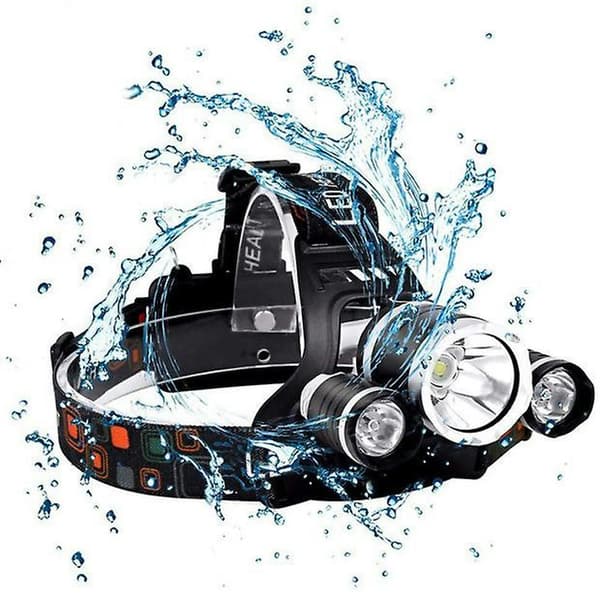 8000lm 3 Led T6 Hodelykt Med 2x18650 Oppladbart Batteri Og Usb Lader