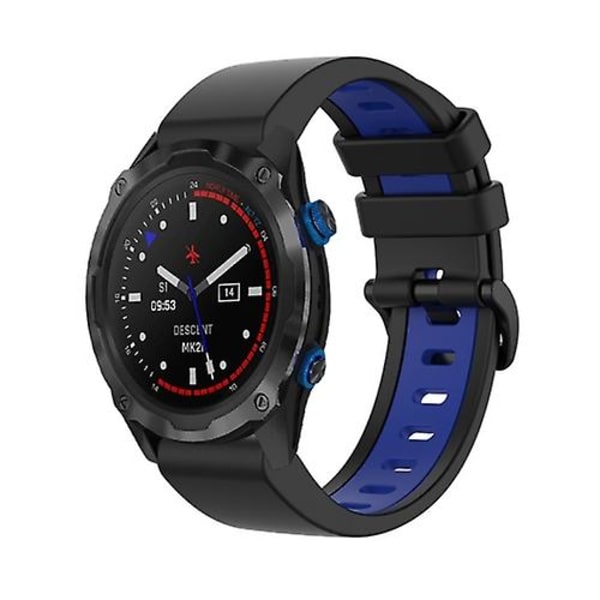 För Garmin Descent Mk2i 26 mm silikon watch i två färger Black-Blue