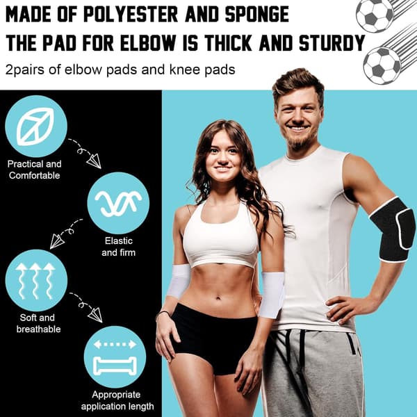 4 Par Volleyball Kneepads og Albueputer Pustende Albueputer Kneepads