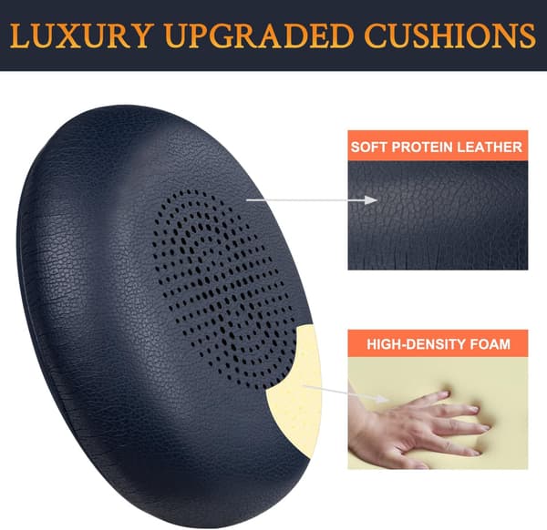 Öronkuddar för Jabra Evolve 2 65 (65MS 65UC)/Evolve 2 40 (40UC 40MS) Ersättnings öronkuddar i läder, blå