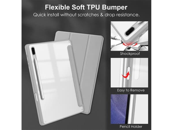 Etui til Samsung Galaxy Tab A9 Plus Akryl Beskyttende Tablet Cover Grå