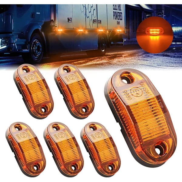 6 kpl LED-perävaunun merkkivalot - 12-30V sivumerkkivalot asuntoautoille, matkailuautoille ja kuorma-autoille