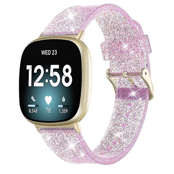 Fitbit Versa 3 Glitter Powder Silicone Watch Purple
