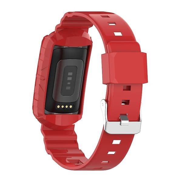Til Fitbit Charge 5 Silicone One Body Armor urbånd Red