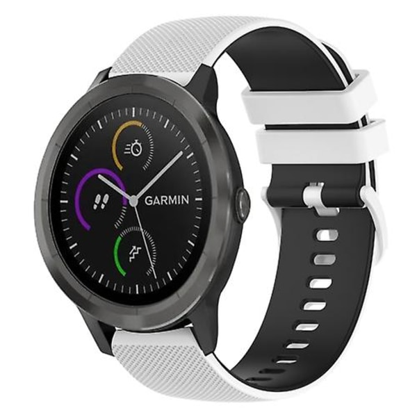For Garmin Vivoactive 3 20 mm rutete tofarget silikonklokkerem White-Black