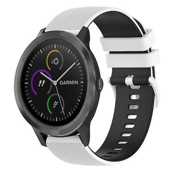 För Garmin Vivoactive 3 20 mm rutigt tvåfärgat watch White-Black