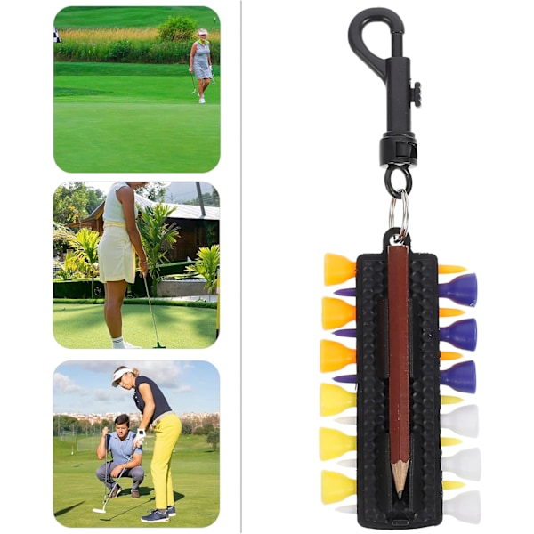 Golf Tee Holder Sett med Tees, Markører, Divotverktøy og Blyant