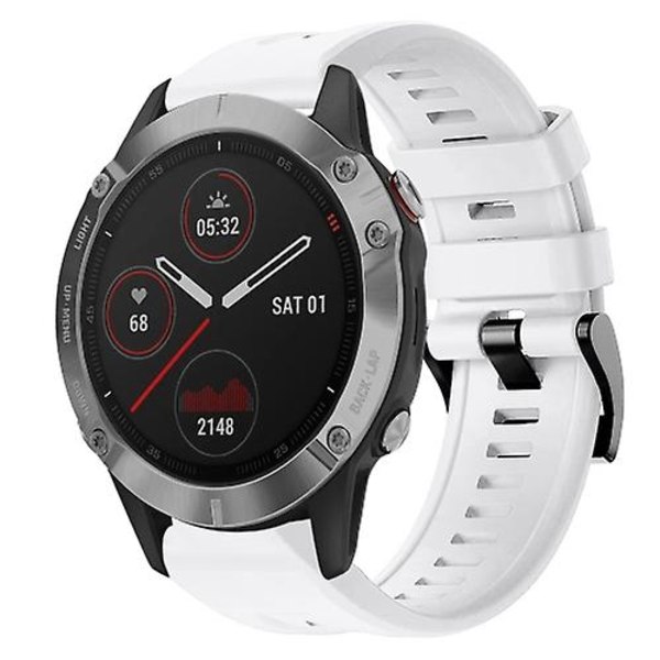 For Garmin Fenix ​​6 Gps metallspenne ensfarget silikonklokkerem White