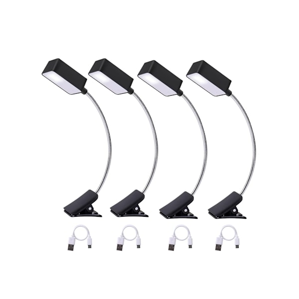 Laddningsbar Boklampa med Klämma, 4-pack, Ögonskydd -