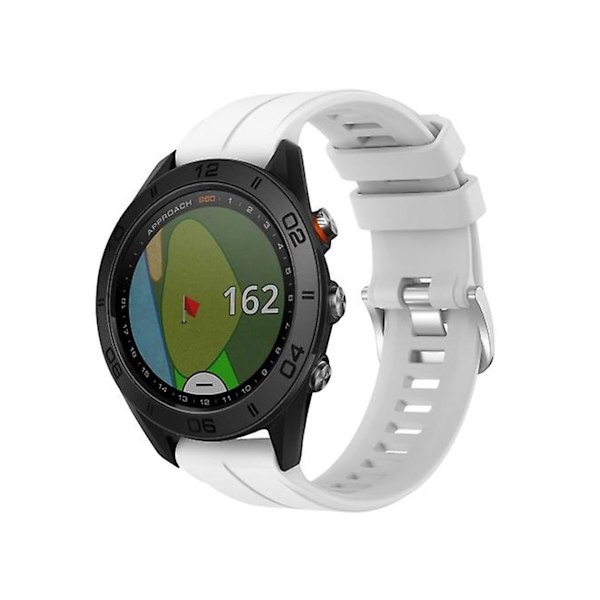 Rem for Garmin Approach S60 22 mm hvit ensfarget silikonklokke