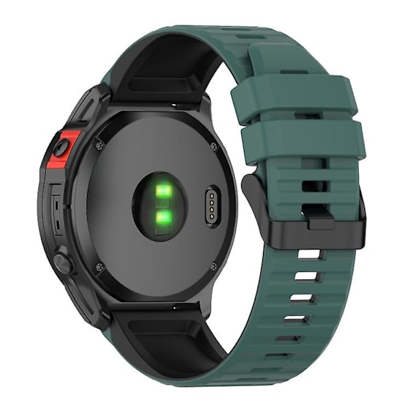 Til Garmin Fenix ​​7 26mm tofarvet silikone urrem Olive Green Black