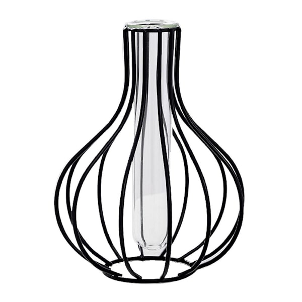 Nordisk enkel växtvas Geometrisk glasprovrör Metallhållare Modern heminredning Black A