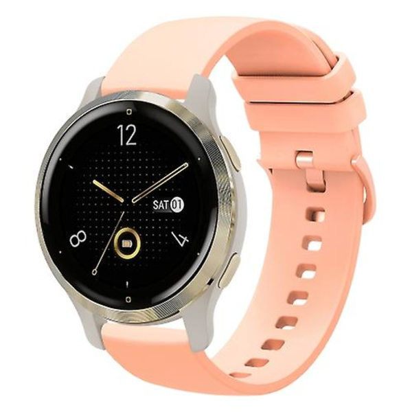 Til Garmin Venu 2s 18 mm ensfarvet blød silikone urrem Pink
