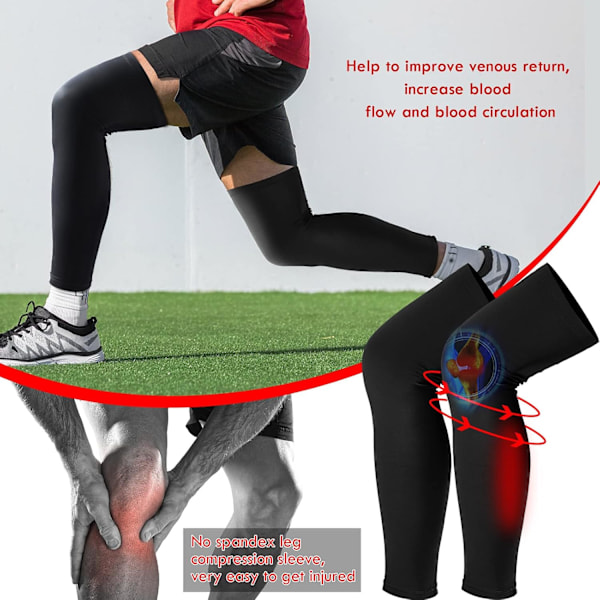 Kompresjonsleggsleeves, lange kneesleeves med UV-beskyttelse for menn og kvinner 6PCS