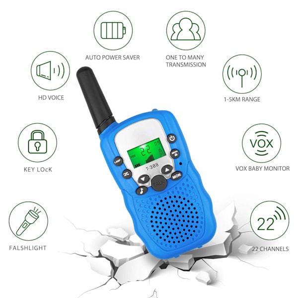 Barn Walkie Talkies med ficklampa Barn Handhållna Walkie Talkies Blå