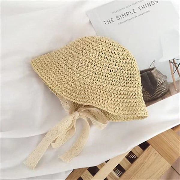 Casual Cute Kids Bøttehatt Halm Fisherman blondehette Solbestandig lue Beige