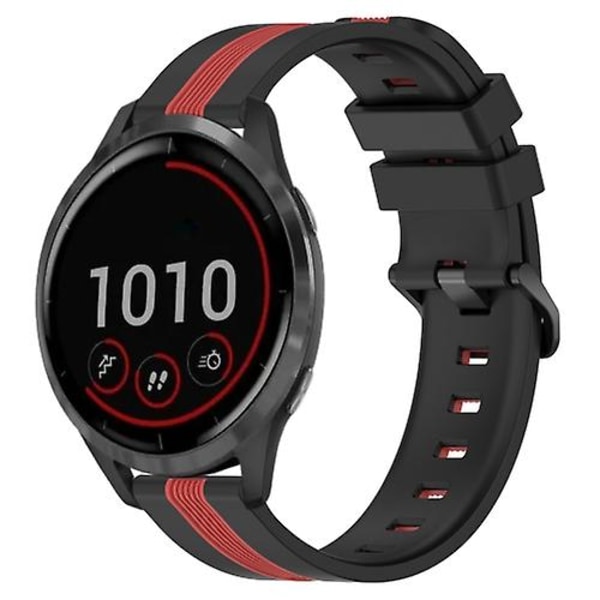 For Garmin Vivoactive 4 22 mm vertikalt tofarget silikonklokkebånd Black-Red