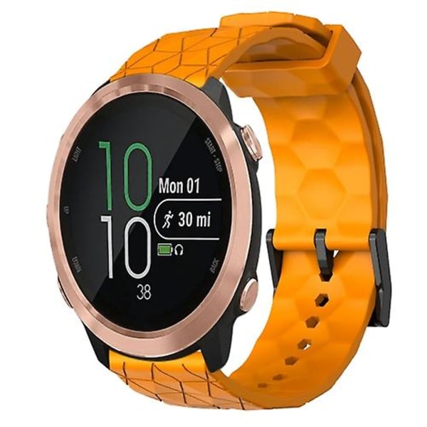 Til Garmin Forerunner 645 Music 20 mm fodboldmønster ensfarvet silikoneurrem Yellow