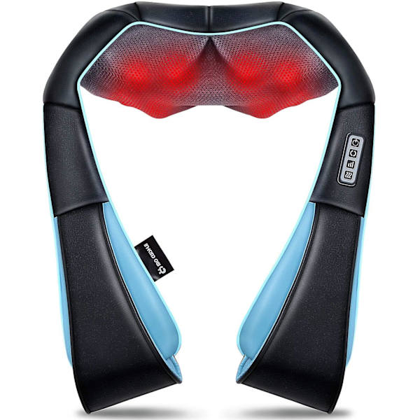 Shiatsu rygg- och nackmassageapparat med uppvärmd djup knådande massage blue