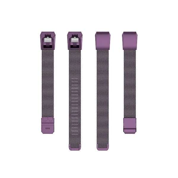 För Fitbit Alta / Alta Hr / Ace Watch Button Mesh Metal Replacement Strap Watchband Dark Purple