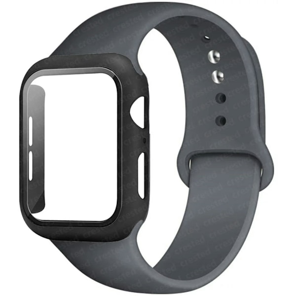 Case+ Strap For Apple Watch Band 44mm 40mm 38mm 42mm Silicone Wristbands with PC Screen Protector Cover iWatch 3 4 5 6 SE