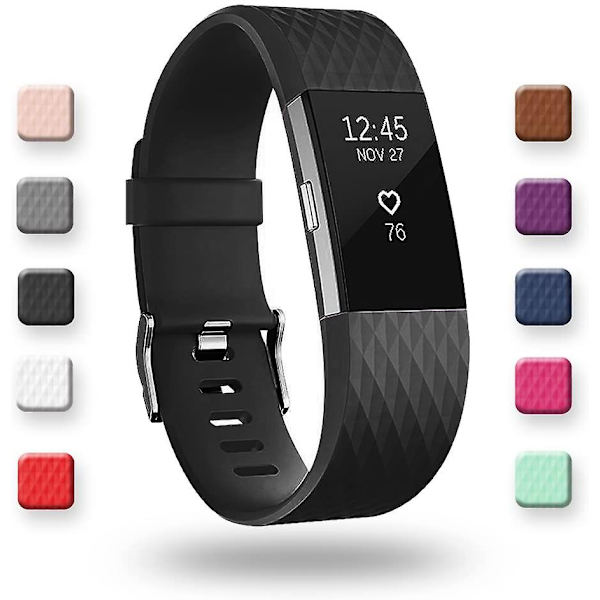 Udskiftningsbånd, der er kompatible med Fitbit Charge 2, Classic & Special Edition justerbare sportsarmbånd black Large