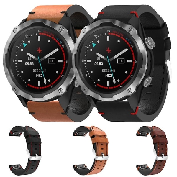 Garmin Descent Mk 2 26mm nahkaompeleiselle watch Brown