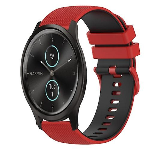 För Garmin Vivomove Style 20 mm rutigt watch i två färger i silikon Red-Black