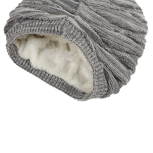 Unisex strikket lue for menn og kvinner, ullhue, varm utendørs vinterhodeplagg tilbehør Light Gray