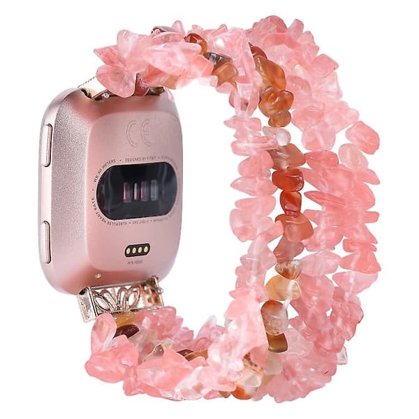 Til Fitbit Versa Rough Stone armbåndsurbånd Watermelon Red