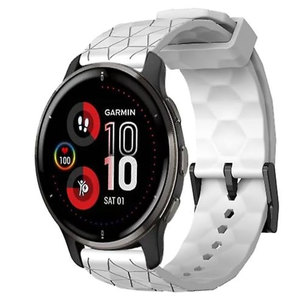 Til Garmin Venu 2 Plus 20 mm fodboldmønster ensfarvet silikoneurrem White
