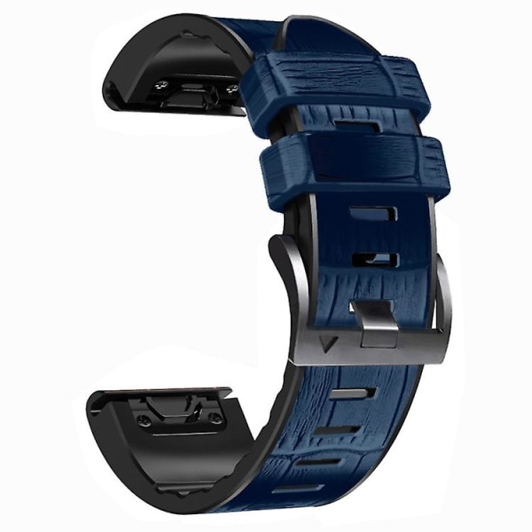 For Garmin Fenix ​​7/6/5 Crocodile Texture Silicone Leather Watch Band Blue