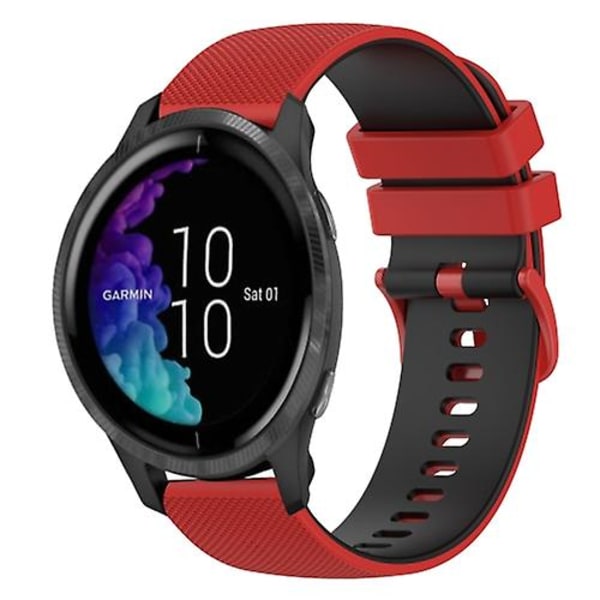 Til Garmin Venu 20 mm ternet tofarvet silikoneurrem Red-Black