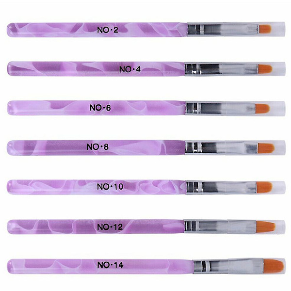 7 st runda huvud UV-gel nagel akryl borste hår konst tips byggare borste penna
