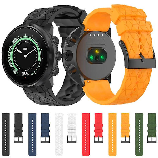Til Suunto Spartan Sport Wrist Hr Baro 24 mm fodboldmønster silikone ensfarvet urrem White