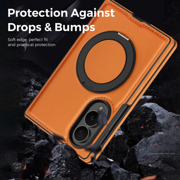 Magnetisk deksel til Samsung Galaxy Z Fold8, PU-skinn med stativ Blue