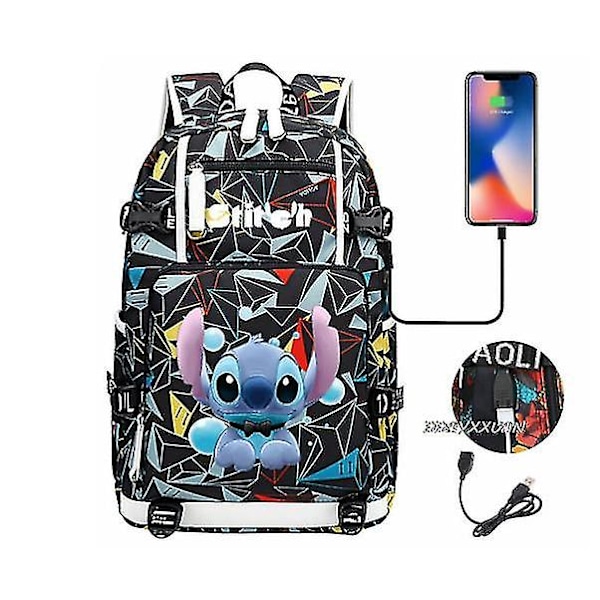 Lilo og Stitch Skolesekker Kapasitet Ryggsekker Gutter Jenter Usb Lading Reise Stor Bærbar PC Studenter Skolesekk Bagpack photo color7